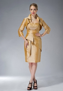 Sweetheart Mother Of The Bride Dress Yellow Taffeta Ruch