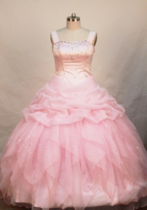 Baby Pink Flower Girl Pageant Dress Beaded Organza