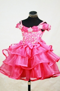 Beading Little Girl Pageant Dresses Red Appliques