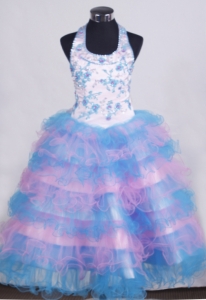 Beading Appliques Little Girl Pageant Dresses Ruffled