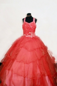 Red Little Girl Pageant Dresses Straps Off the Shoulder