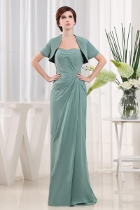 Green Sweetheart Chiffon Ruch Mother Of The Bride Dress