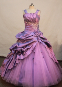 Lavender Taffeta Flower Girl Pageant Dress Tulle Straps