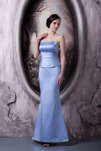 Ankle-length Bridesmaid dress Satin Ruched Strapless Column