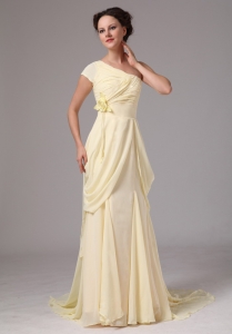 Floral Mother Of The Bride Dress Chiffon Light Yellow