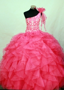 Hot Pink Flower Girl Pageant Dress Embroidery