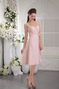 Pink A-Line Bridesmaid dresses Princess Straps Chiffon