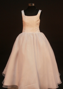 Princess Champagne Flower Girl Pageant Dress With Straps