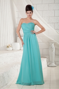 Chiffon Turquoise Bridesmaid dress Sweetheart Ruched Empire