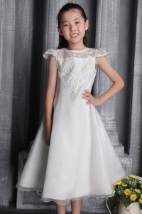 First communication dress White Tea-length Tulle Lace