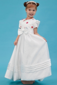 A-line Scoop Floor-length Taffeta Flower Girl Dress