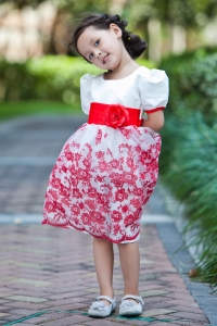 Scoop Knee-length Taffeta Organza Flower Girl Dress
