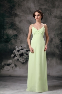 Empire Straps Yellow Green Chiffon Bridesmaid dresses