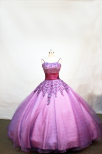 Spaghetti Straps Little Girl Pageant Dresses Appliques Purple