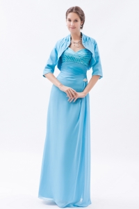 Mother of the Groom Dress Baby Blue Straps Beading Jacket