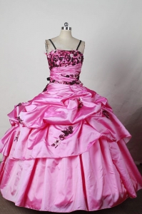 Spaghetti Straps Little Girl Pageant Dress Ball Gown Appliques