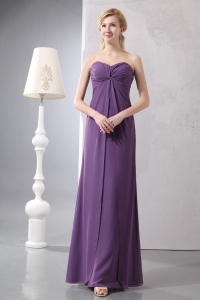 Chiffon Purple Dress For Mothers Sweetheart Ruch Ankle-length