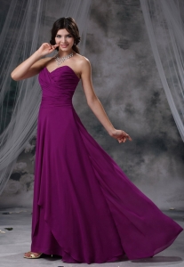 Chiffon Ruched Purple Bridesmaid dress Sweetheart Empire