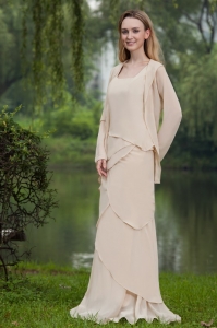 Chiffon Champagne Mother of the Bride Dress Column Square