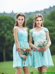 Classical Mint Short Bridesmaid Dress with Appliques and Belt