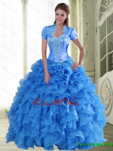 Exclusive Appliques and Ruffles Sweetheart Quinceanera Dresses for 2015