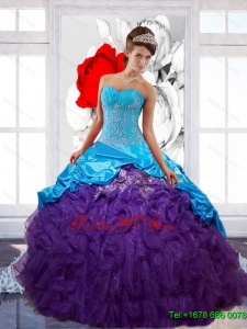Free and Easy Sweetheart Ruffles Quinceanera Dresses with Appliques and Pick Ups