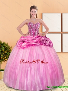 Modest Beading and Pick Ups Sweetheart Quinceanera Dresses for 2015 Spring
