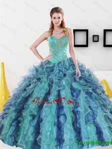 2015 Classic Sweetheart Quinceanera Dresses with Appliques and Ruffles
