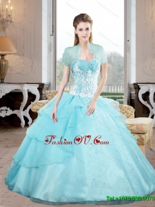 Beautiful Sweetheart 2015 Quinceanera Gown with Appliques and Beading