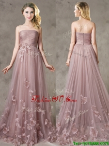 Classical Strapless Brush Train Dama Dresses with Appliques