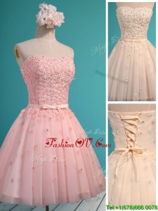 Exquisite Applique and Beaded Sweetheart Dama Dresses in Mini Length