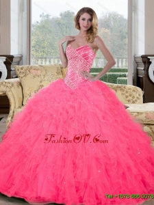 Inexpensive Sweetheart Beading and Ruffles Quinceanera Dresses for 2015