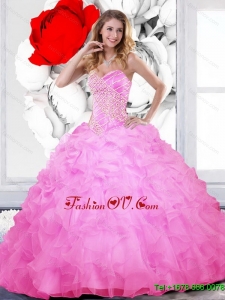 Classic Beading and Ruffles Sweetheart Quinceanera Gown for 2015