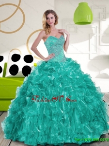 Classic Sweetheart Beading and Ruffles Quinceanera Dress for 2015