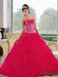 Classic Sweetheart 2015 Red Quinceanera Dresses with Appliques and Ruffles