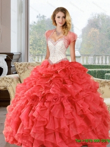 Classic Beading and Ruffles Sweetheart Quinceanera Dresses for 2015