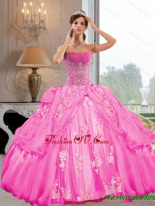 2015 New Style Strapless Quinceanera Dresses with Appliques
