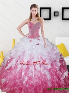2015 Sweetheart New Style Quinceanera Dresses with Beading and Ruffles