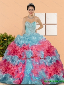 New Style Multi Color 2015 Quinceanera Dresses with Beading and Ruffles