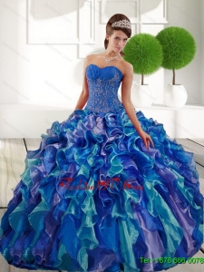 New Style Sweetheart 2015 Quinceanera Dresses with Appliques and Ruffles