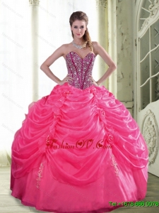 Lovely Beading and Hand Made Flowers Quinceanera Dresses for 2015