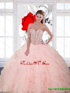 Lovely Beading and Ruffles Sweetheart Quinceanera Dresses for 2015 Spring