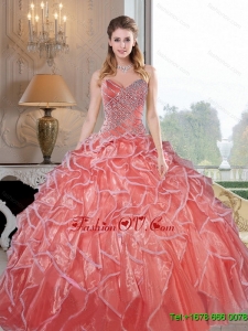 New Style Sweetheart Ruffles and Beading Quinceanera Dresses for 2015