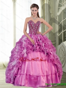 2015 Pretty Sweetheart Beading and Ruffles Dress for Quinceanera
