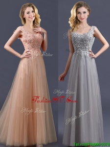 2016 New Arrivals Empire Floor Length Prom Dresses with Appliques