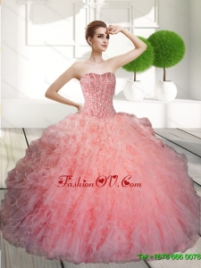 Lovely Ball Gown Beading and Ruffles Quinceanera Dresses for 2015