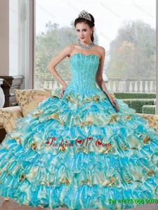 Lovely Beading and Ruffled Layers Sweetheart Quinceanera Dresses for 2015