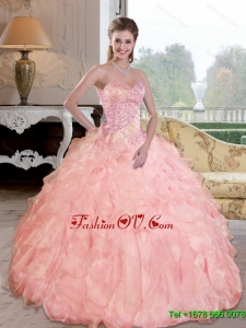 Lovely Beading and Ruffles Sweetheart Quinceanera Dresses for 2015