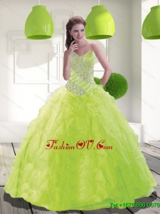 Lovely Sweetheart Beading Quinceanera Dress in Spring Green