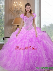 Lovely Sweetheart Beading and Ruffles Lilac Sweet 16 Dresses for 2015